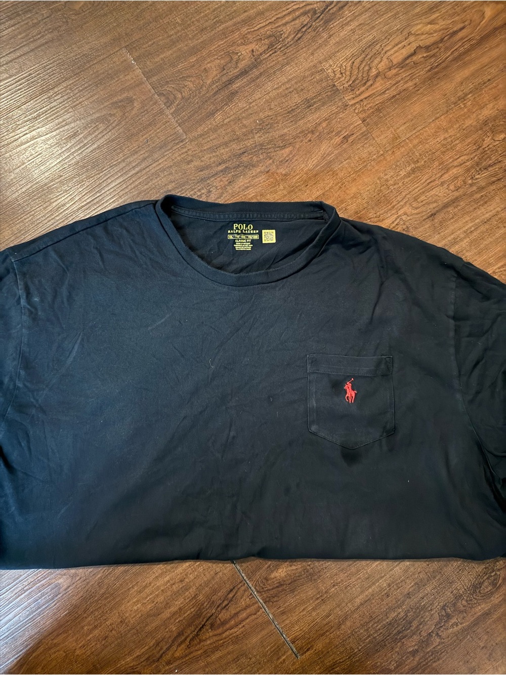 Polo by Ralph Lauren Men's Black Pocket Tee with Red Pony